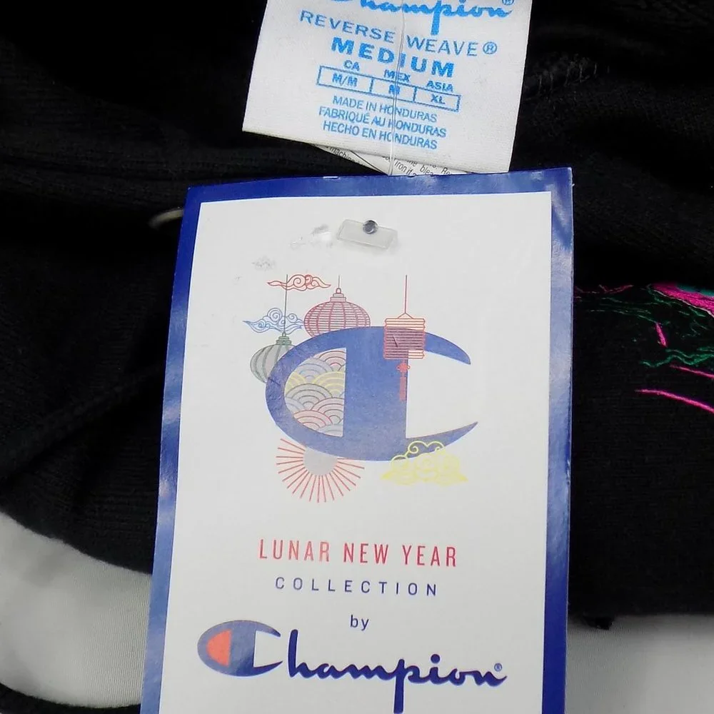 Champion Lunar New Year Collection Black Hoodie Neon Tiger Graphic Size M NWT - Picture 13 of 16